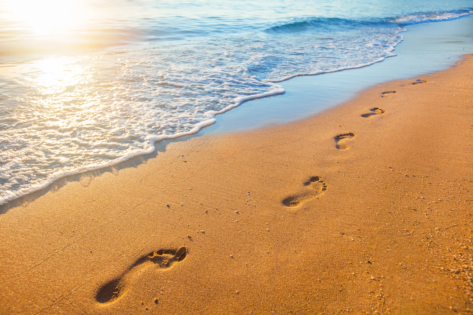 photo of footsteps on a beach